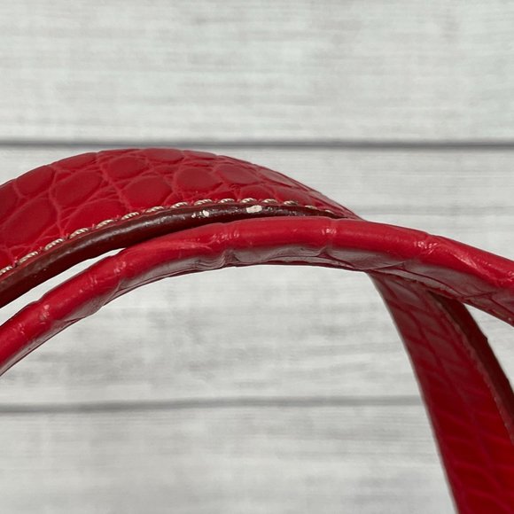 Y2K Tommy Hilfiger Shoulder Bag Red Croc Embossed Leather Pockets Preppy - Picture 14 of 16